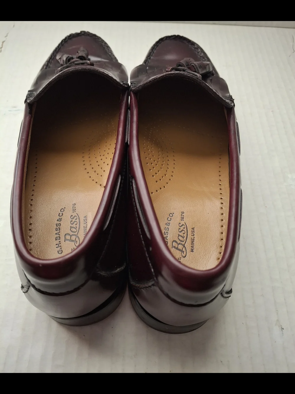 H G Bass Men’s Wine/Burgundy Leather Penny Loafers